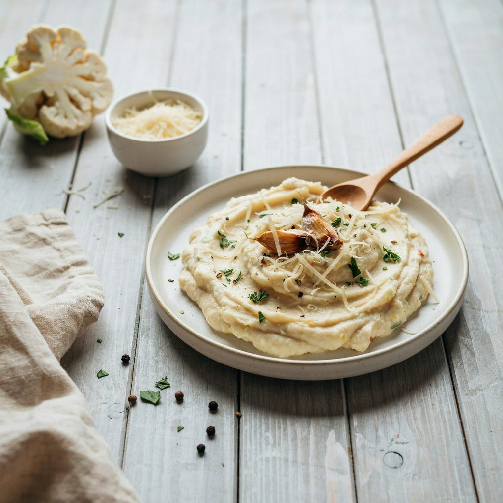 Creamy Cauliflower Mash Garlic Parmesan Recipe