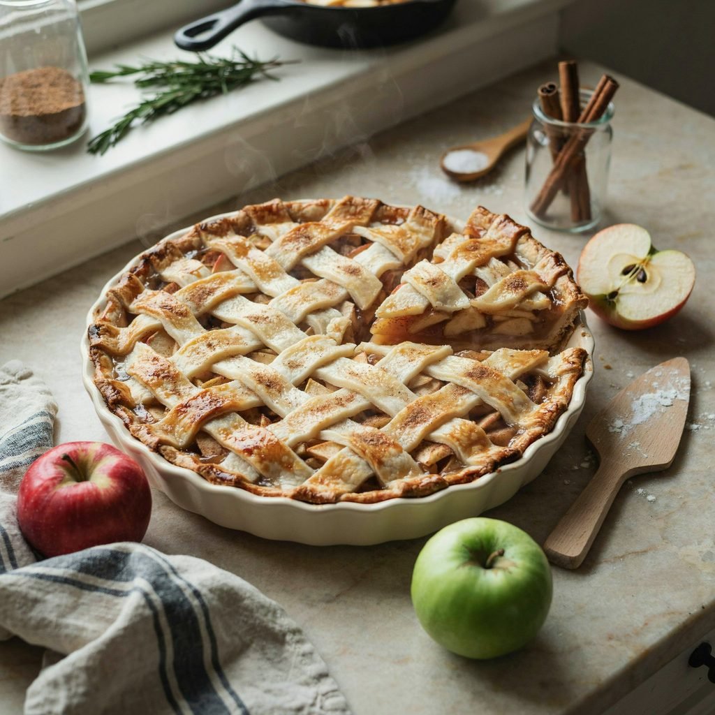 Homemade Apple Pie With a Crisscross Crust